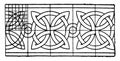 Romanesque Interlacement Band curves that have an angular bend, vintage engraving