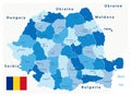 Romania Administrative Map. Blue color Royalty Free Stock Photo