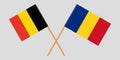 Romania and Belgium. The Romanian and Belgian flags. Official proportion. Correct colors. Vector