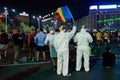Romania, Bucharest - August 11, 2018: Protesters wearing derating costumes to mock the government