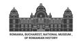 Romania, Bucharest, National Museum , Of Romanian History travel landmark vector illustration