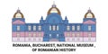Romania, Bucharest, National Museum , Of Romanian History travel landmark vector illustration