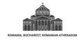 Romania, Bucharest, Romanian Athenaeum, travel landmark vector illustration