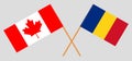 Romania and Canada. The Romanian and Canadian flags. Official proportion. Correct colors. Vector