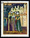 ROMANIA - CIRCA 1970: A stamp printed in Romania shows Ruler Alexander the Good with his Family, Sucevita Monastery