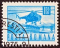 ROMANIA - CIRCA 1967: A stamp printed in Romania shows a Mil Mi-4 helicopter, circa 1967.