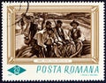 ROMANIA - CIRCA 1966: A stamp printed in Romania shows Resting Reapers Camil Ressu, circa 1966.