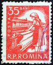 ROMANIA - CIRCA 1960: A stamp printed in Romania shows textile worker, circa 1960.