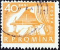 ROMANIA - CIRCA 1960: A stamp printed in Romania shows Grand piano and books, circa 1960. Royalty Free Stock Photo