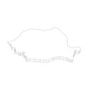 Romania - 3D black thin outline silhouette map of country area. Simple flat vector illustration Royalty Free Stock Photo