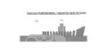Romania, Dacian Fortresses, Orastie Mountains city skyline isolated vector illustration, icons