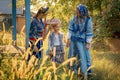 ROMANIA, DANUBE DELTA, AUGUST 2019: Danube Delta people women in traditional costumes in sunset light