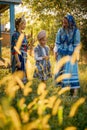 ROMANIA, DANUBE DELTA, AUGUST 2019: Danube Delta, Romania, Lipovans women in traditional costumes in Mila 23 village in the heart Royalty Free Stock Photo