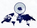 Romania detailed map highlighted on blue rounded World Map