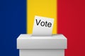 Romania election ballot box and voting paper. 3D Rendering