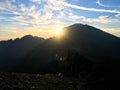 Romania, Fagaras Mountains, Sunrise from Vistea Saddle.