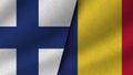 Romania and Finland Realistic Two Flags Together
