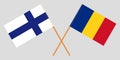 Romania and Finland. The Romanian and Finnish flags. Official proportion. Correct colors. Vector