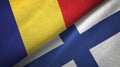 Romania and Finland two flags textile cloth, fabric texture