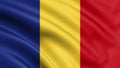 Romania flag blowing in the wind. Background texture. Bucharest, Romania. 3d rendering, wave. - Illustration Royalty Free Stock Photo
