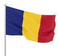 Romania flag blowing in the wind. Background texture. Bucharest, Romania. 3d rendering, wave. - Illustration. Isolated on white Royalty Free Stock Photo