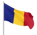 Romania flag blowing in the wind. Background texture. Bucharest, Romania. 3d rendering, wave. - Illustration. Isolated on white Royalty Free Stock Photo