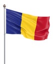 Romania flag blowing in the wind. Background texture. Bucharest, Romania. 3d rendering, wave. - Illustration. Isolated on white Royalty Free Stock Photo