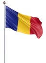 Romania flag blowing in the wind. Background texture. Bucharest, Romania. 3d rendering, wave. - Illustration. Isolated on white Royalty Free Stock Photo