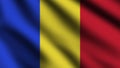 Romania flag blowing in the wind. Full page flying flag. 3d illustration Royalty Free Stock Photo