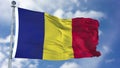 Romania Flag in a Blue Sky