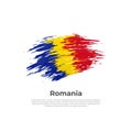 Romania flag. Brush strokes. Brush painted romanian flag on white background. Vector design national poster, template. Place text Royalty Free Stock Photo