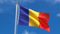 Romania Flag Country 3D Rendering in Blue Sky Background Royalty Free Stock Photo