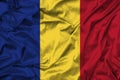 Romania flag on fabric texture. 3d work and 3d image Royalty Free Stock Photo