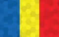 Romania flag illustration. Futuristic Romanian flag graphic with abstract hexagon background vector. Romania national flag