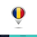 Romania flag map pin vector design template. Royalty Free Stock Photo