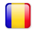 Romania flag. Square bright Icon on a white background
