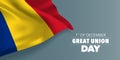 Romania great union day greeting card, banner with template text vector illustration Royalty Free Stock Photo