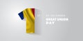 Romania great union day vector banner, greeting card.