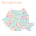 Romania hand-drawn map.