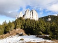 Romania, Hasmas Mountains, Piatra Singuratica Stone