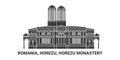 Romania, Horezu, Horezu Monastery travel landmark vector illustration