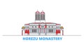 Romania, Horezu Monastery line cityscape, flat vector. Travel city landmark, oultine illustration, line world icons Royalty Free Stock Photo