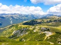 Romania, Iorgovanu Stone Mountains, viewpoint to Retezat Mountains.