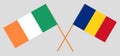 Romania and Ireland. The Romanian and Irish flags. Official proportion. Correct colors. Vector