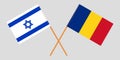 Romania and Israel. The Romanian and israeli flags. Official proportion. Correct colors. Vector