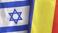 Romania and Israel two flags textile cloth 3D rendering