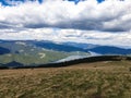 Romania, Latoritei Mountains, viewpoint from Mieru Peak to Vidra Lake