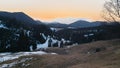 Romania, Leaota Mountains, Viewpoint to Fundatica Village.