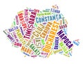 Romania list of cities word cloud concept