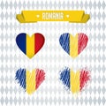 Romania with love. Design vector broken heart with flag inside.